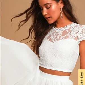 Sweet Stunner White Lace Two-Piece Maxi Dress